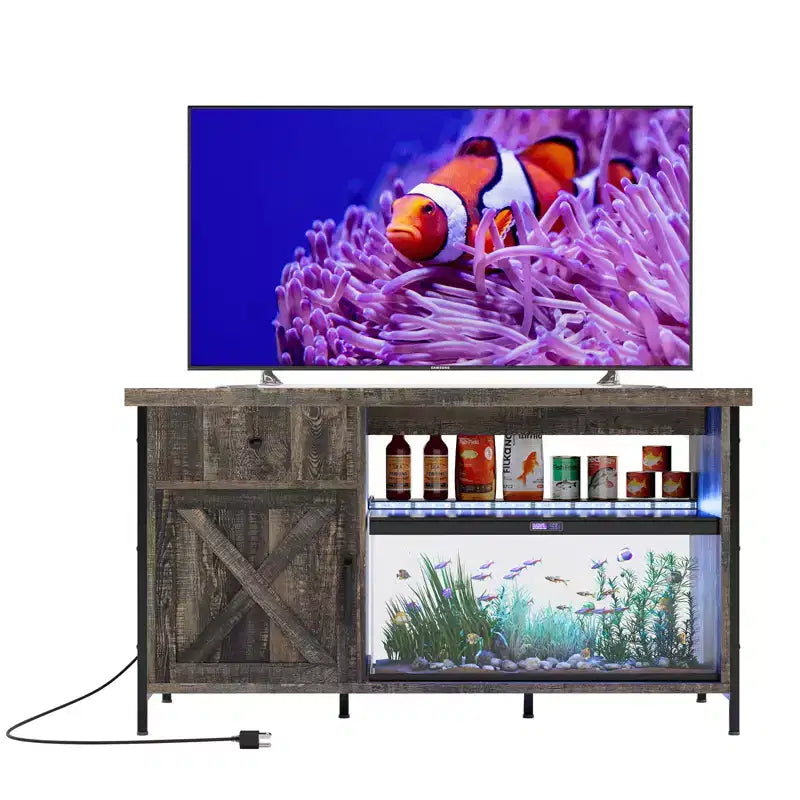Meuble de support pour aquarium de 55-75 gallons, support d'aquarium robuste avec armoire de rangement, table console TV pour téléviseurs de 80/75/70 pouces, support pour grand terrarium de tortues
