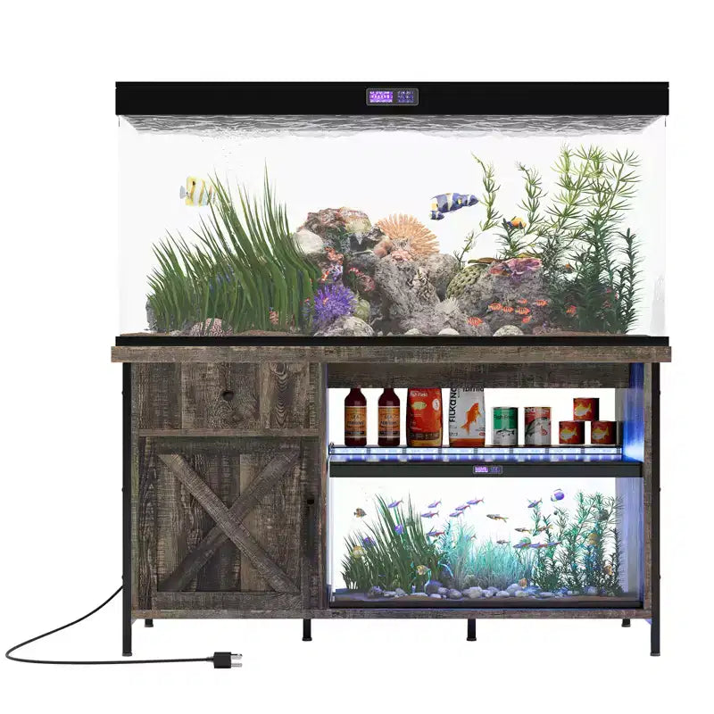 Meuble de support pour aquarium de 55-75 gallons, support d'aquarium robuste avec armoire de rangement, table console TV pour téléviseurs de 80/75/70 pouces, support pour grand terrarium de tortues