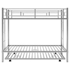 Lit superposé métallique Bellemave Twin Over Twin avec lit gigogne, échelle et garde-corps pour enfants, adolescents et adultes, sans sommier, argent