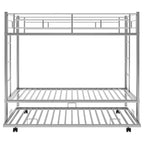 Lit superposé métallique Bellemave Twin Over Twin avec lit gigogne, échelle et garde-corps pour enfants, adolescents et adultes, sans sommier, argent