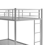 Lit superposé métallique Bellemave Twin Over Twin avec lit gigogne, échelle et garde-corps pour enfants, adolescents et adultes, sans sommier, argent