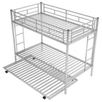 Lit superposé métallique Bellemave Twin Over Twin avec lit gigogne, échelle et garde-corps pour enfants, adolescents et adultes, sans sommier, argent