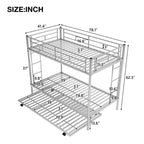 Lit superposé métallique Bellemave Twin Over Twin avec lit gigogne, échelle et garde-corps pour enfants, adolescents et adultes, sans sommier, argent