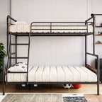 Lits superposés en métal, une place et demie, robustes, avec échelle inclinée et garde-corps de sécurité, gain de place, pour dortoir, chambre, appartement
