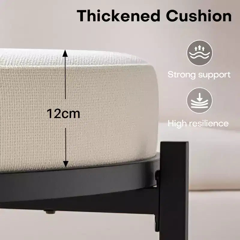 Bekrvio Pouf de rangement rond 4,5, table basse et repose-pieds en tissu chenille pour salon avec pieds en métal et pieds réglables