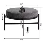 Bekrvio Pouf de rangement rond 4,5, table basse et repose-pieds en tissu chenille pour salon avec pieds en métal et pieds réglables