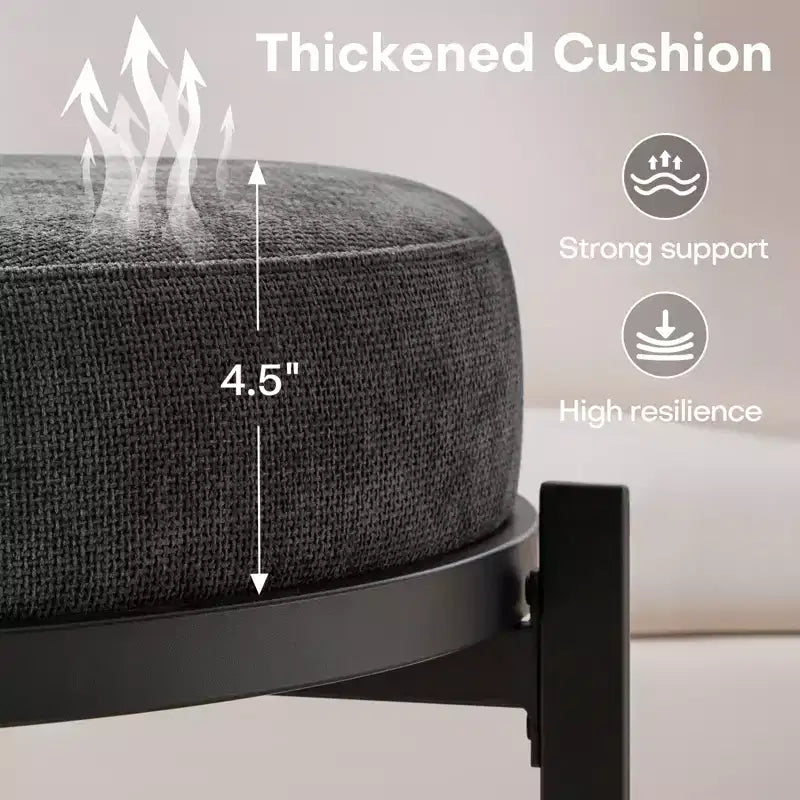 Bekrvio Pouf de rangement rond 4,5, table basse et repose-pieds en tissu chenille pour salon avec pieds en métal et pieds réglables