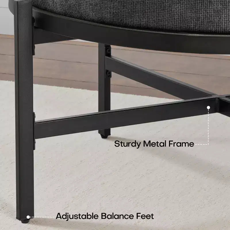 Bekrvio Pouf de rangement rond 4,5, table basse et repose-pieds en tissu chenille pour salon avec pieds en métal et pieds réglables