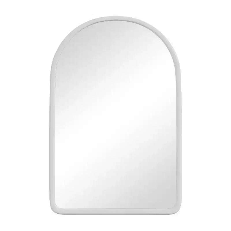 PexFix Armoire de toilette de salle de bain blanche arquée 35,8 x 24 avec miroir, murale encastrée en bois avec 2 étagères pour lavabo de salle de bain