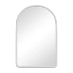 PexFix Armoire de toilette de salle de bain blanche arquée 35,8 x 24 avec miroir, murale encastrée en bois avec 2 étagères pour lavabo de salle de bain