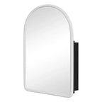 PexFix Armoire de toilette de salle de bain blanche arquée 35,8 x 24 avec miroir, murale encastrée en bois avec 2 étagères pour lavabo de salle de bain