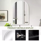 PexFix Armoire de toilette de salle de bain blanche arquée 35,8 x 24 avec miroir, murale encastrée en bois avec 2 étagères pour lavabo de salle de bain