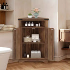 Meuble d'angle de salle de bain rustique avec porte coulissante – Rangement à étagère réglable pour salle de bain/cuisine/salon (1 pièce)
