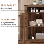 Meuble d'angle de salle de bain rustique avec porte coulissante – Rangement à étagère réglable pour salle de bain/cuisine/salon (1 pièce)