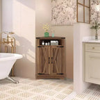 Meuble d'angle de salle de bain rustique avec porte coulissante – Rangement à étagère réglable pour salle de bain/cuisine/salon (1 pièce)