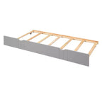Lit double Bellemave avec lit gigogne simple, cadre de lit plateforme en bois avec barrières de protection, lit de repos pour chambre/salon, sans sommier à ressorts, gris