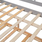 Lit double Bellemave avec lit gigogne simple, cadre de lit plateforme en bois avec barrières de protection, lit de repos pour chambre/salon, sans sommier à ressorts, gris