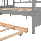 Lit double Bellemave avec lit gigogne simple, cadre de lit plateforme en bois avec barrières de protection, lit de repos pour chambre/salon, sans sommier à ressorts, gris