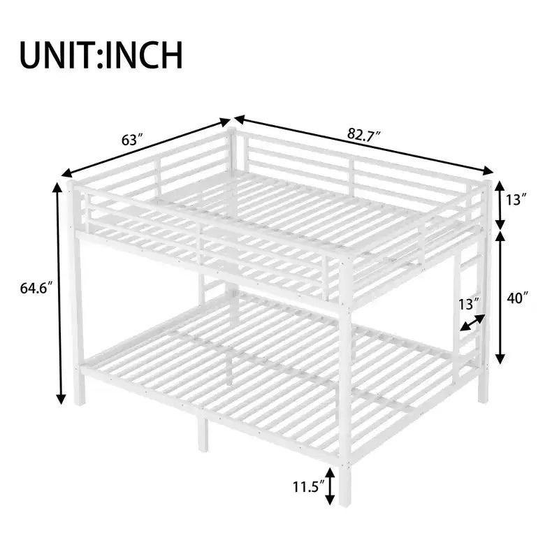 Bellemave Lits Superposés Queen sur Queen pour Adultes, Lits Superposés Robustes pour Adultes, Lit Superposé en Métal Taille Queen avec 2 Échelles, Silencieux, Blanc