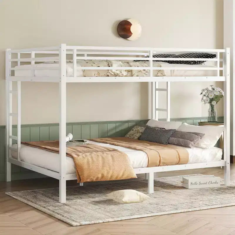 Bellemave Lits Superposés Queen sur Queen pour Adultes, Lits Superposés Robustes pour Adultes, Lit Superposé en Métal Taille Queen avec 2 Échelles, Silencieux, Blanc