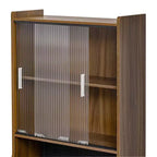 Bureau d'ordinateur pliable avec niche pour animaux et étagères, doté d'une planche perforée et incluant un couchage pour chat et un griffoir, coloris Noyer - ModernLuxe
