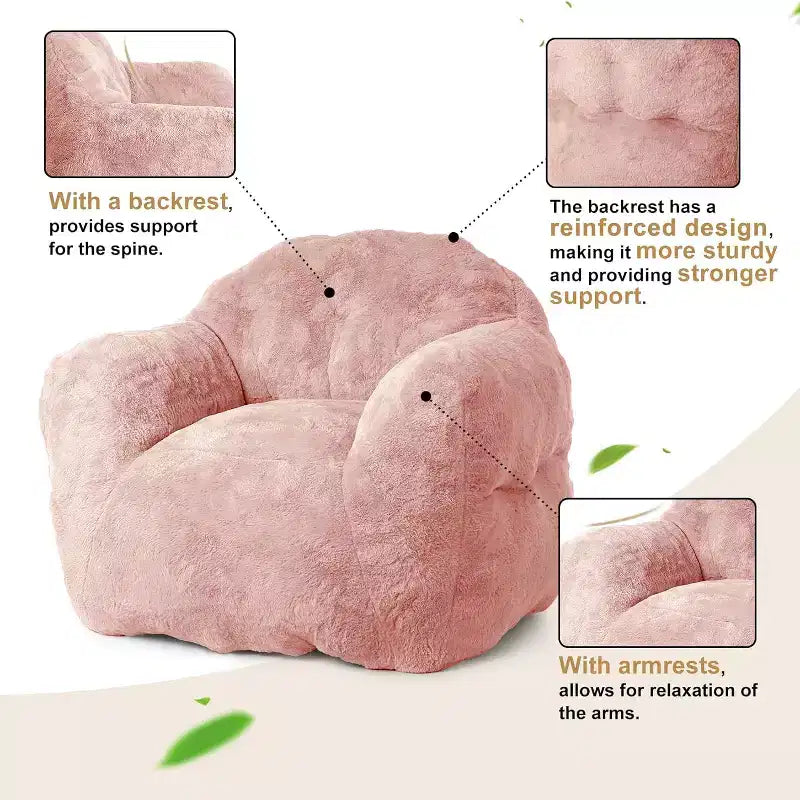 Fauteuil Pouf Touch, fauteuil d'appoint en polyester 320 g/m² avec rembourrage en éponge haute résilience, fauteuil de salon ultra doux pour salon, chambre à coucher