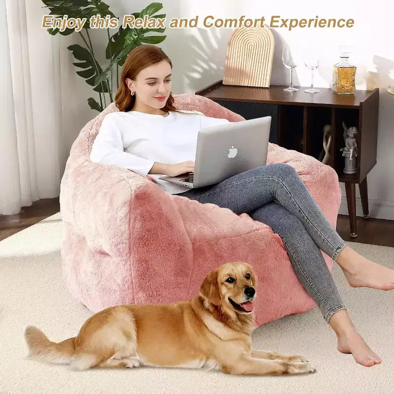 Fauteuil Pouf Touch, fauteuil d'appoint en polyester 320 g/m² avec rembourrage en éponge haute résilience, fauteuil de salon ultra doux pour salon, chambre à coucher