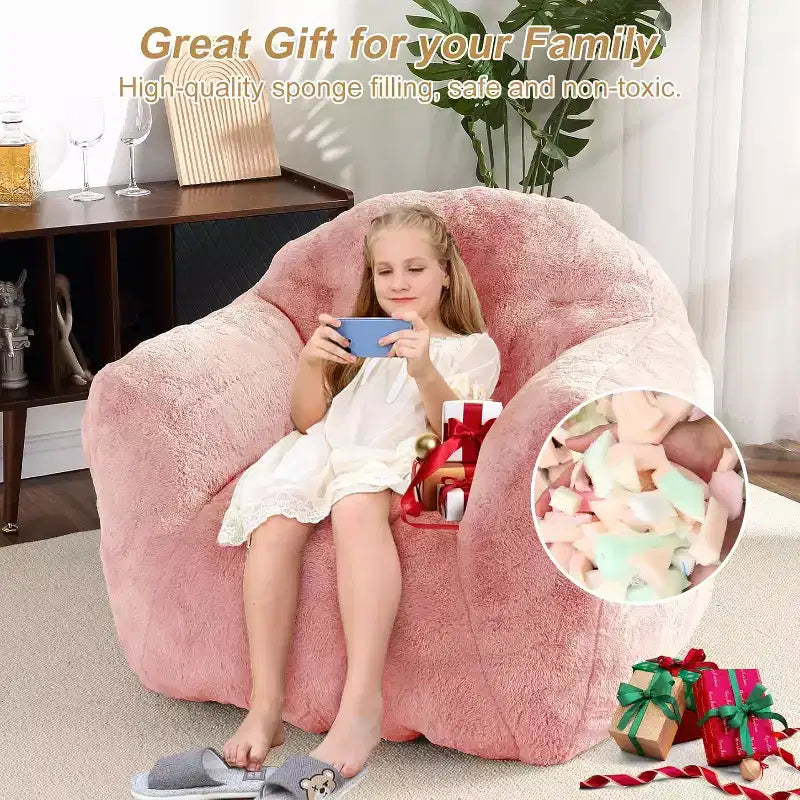 Fauteuil Pouf Touch, fauteuil d'appoint en polyester 320 g/m² avec rembourrage en éponge haute résilience, fauteuil de salon ultra doux pour salon, chambre à coucher