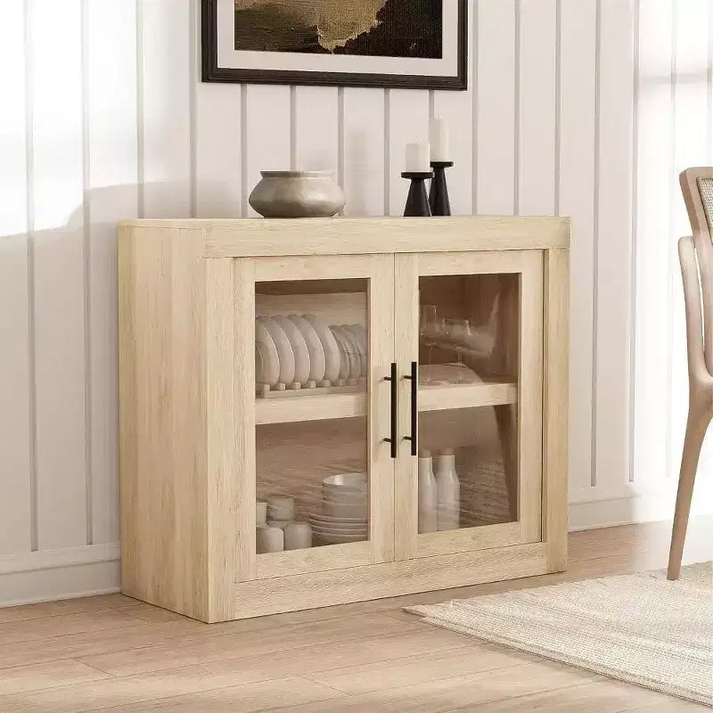 Bahut moderne de 89,9 cm avec 2 portes – Meuble de bar en bois, buffet autoportant, console multimédia et crédence pour salon, cuisine ou couloir