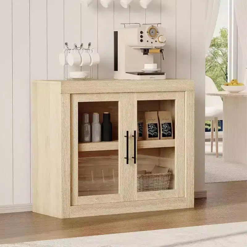 Bahut moderne de 89,9 cm avec 2 portes – Meuble de bar en bois, buffet autoportant, console multimédia et crédence pour salon, cuisine ou couloir