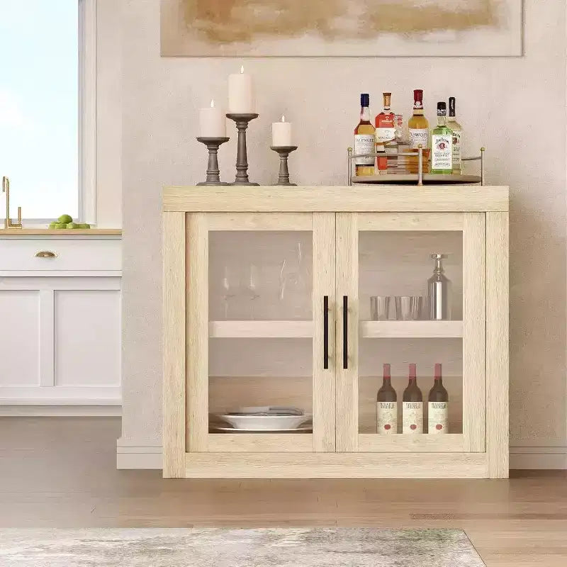 Bahut moderne de 89,9 cm avec 2 portes – Meuble de bar en bois, buffet autoportant, console multimédia et crédence pour salon, cuisine ou couloir