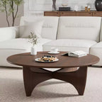 PexFix 38 Round Modern Coffee Table Farmhouse Solid Wood Tea Table with Cross Sturdy Legs for Home Office Living Room Walnut