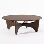 PexFix Table Basse Ronde Moderne 38, Table de Salon en Bois Massif Style Ferme avec Pieds Robustes en Croix pour Bureau à Domicile Salon, Noyer