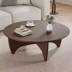 PexFix Table Basse Ronde Moderne 38, Table de Salon en Bois Massif Style Ferme avec Pieds Robustes en Croix pour Bureau à Domicile Salon, Noyer