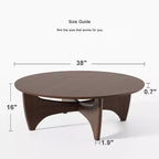 PexFix Table Basse Ronde Moderne 38, Table de Salon en Bois Massif Style Ferme avec Pieds Robustes en Croix pour Bureau à Domicile Salon, Noyer