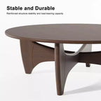 PexFix Table Basse Ronde Moderne 38, Table de Salon en Bois Massif Style Ferme avec Pieds Robustes en Croix pour Bureau à Domicile Salon, Noyer