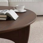 PexFix Table Basse Ronde Moderne 38, Table de Salon en Bois Massif Style Ferme avec Pieds Robustes en Croix pour Bureau à Domicile Salon, Noyer