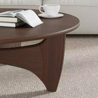 PexFix Table Basse Ronde Moderne 38, Table de Salon en Bois Massif Style Ferme avec Pieds Robustes en Croix pour Bureau à Domicile Salon, Noyer