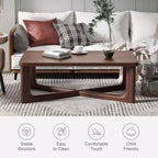 PexFix 50 Table Basse Moderne Rectangulaire de Ferme en Bois Massif avec Pieds Robustes en Croix Table Centrale pour Maison Bureau Salon Noyer
