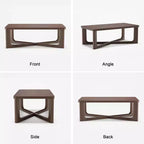 PexFix 50 Table Basse Moderne Rectangulaire de Ferme en Bois Massif avec Pieds Robustes en Croix Table Centrale pour Maison Bureau Salon Noyer