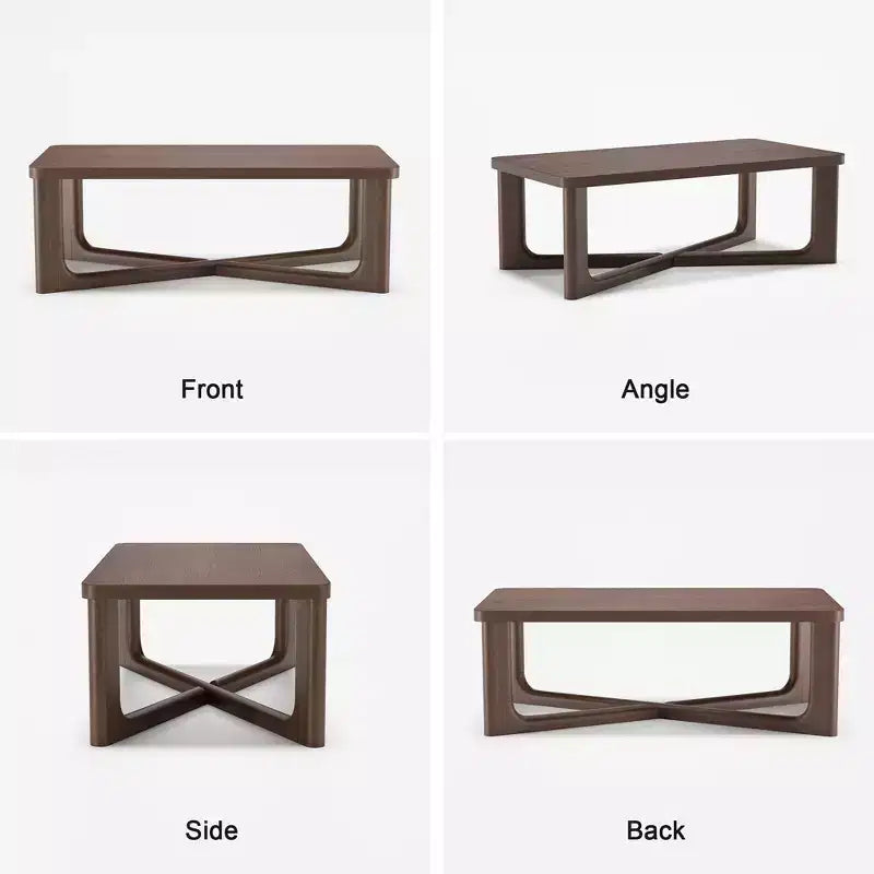 PexFix 50 Table Basse Moderne Rectangulaire de Ferme en Bois Massif avec Pieds Robustes en Croix Table Centrale pour Maison Bureau Salon Noyer