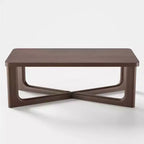 PexFix 50 Table Basse Moderne Rectangulaire de Ferme en Bois Massif avec Pieds Robustes en Croix Table Centrale pour Maison Bureau Salon Noyer