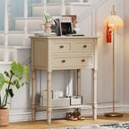 Bellemave Console étroite, Table de canapé fine avec trois tiroirs de rangement et étagère inférieure, Beige