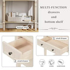 Bellemave Console étroite, Table de canapé fine avec trois tiroirs de rangement et étagère inférieure, Beige