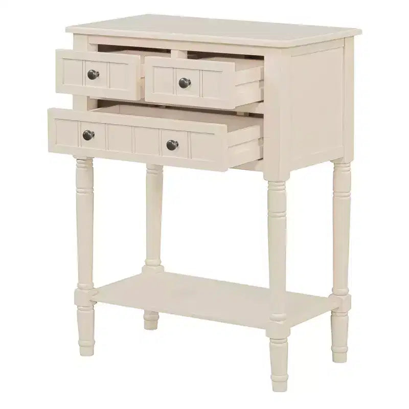 Bellemave Console étroite, Table de canapé fine avec trois tiroirs de rangement et étagère inférieure, Beige