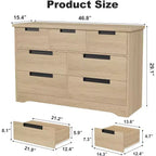 Commode CuisinSmart à 7 tiroirs, commode en bois avec poignées intégrées, organisateur de commode pour salon, chambre de bébé, couloir et entrée.