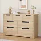 Commode CuisinSmart à 7 tiroirs, commode en bois avec poignées intégrées, organisateur de commode pour salon, chambre de bébé, couloir et entrée.