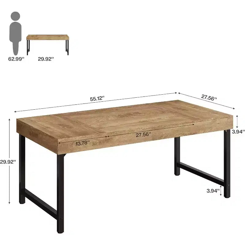 Bureau de direction Lantine 55 pour bureau à domicile, bureau simple pour ordinateur portable avec pieds en métal, table d'écriture, poste de travail professionnel