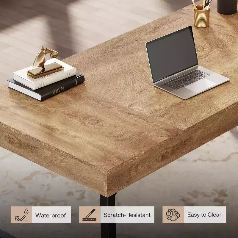 Bureau de direction Lantine 55 pour bureau à domicile, bureau simple pour ordinateur portable avec pieds en métal, table d'écriture, poste de travail professionnel