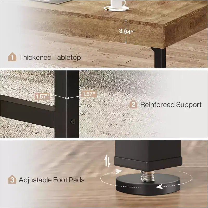 Bureau de direction Lantine 55 pour bureau à domicile, bureau simple pour ordinateur portable avec pieds en métal, table d'écriture, poste de travail professionnel